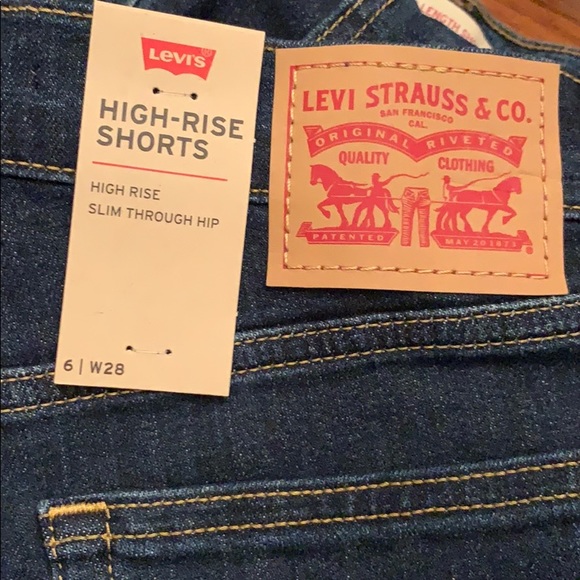 Levi’s High Rise Frayed Hem Denim Shorts Blue 28 - Picture 9 of 11